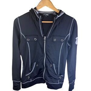Goode Rider Equestrian Black Full Zip Hoodie Jacket Size S Thumbhole Pockets
